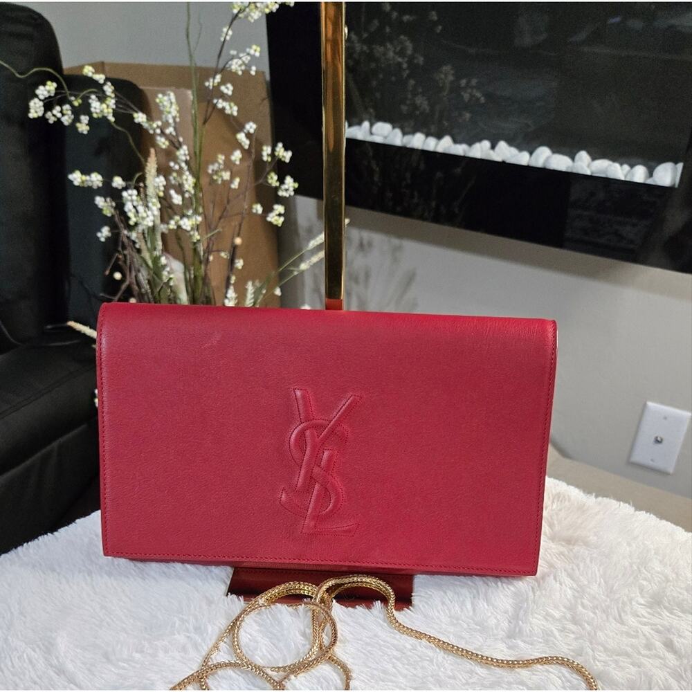🔥 Saint Laurent Belle de Jour Clutch Leather Large EUC - Picture 1 of 15